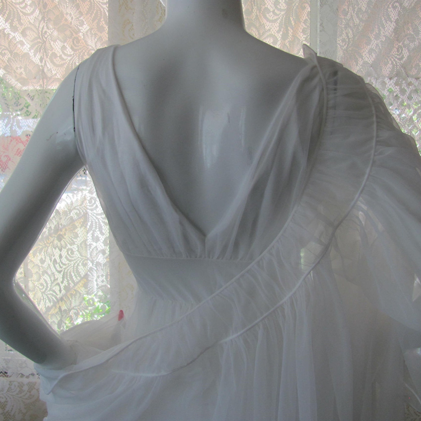 VINTAGE SHADOWLINE PEIGNOIR, Vintage Lingerie, 50'S Bridal Set, Pin-up Girl  Set, White Vintage Lingerie, Retro Honeymoon, Negligee 