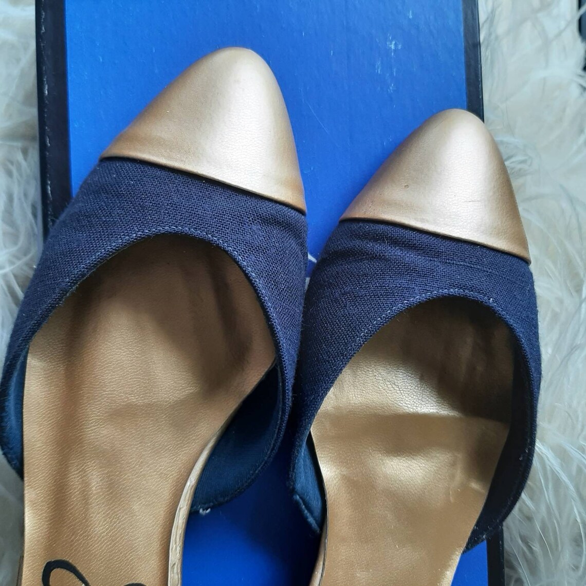 VINTAGE JOYCE SHOES 1960's Blue and Gold Slip on Shoes - Etsy