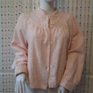 Vintage Chenille Bed Jacket: Pink Leisure Life Lingerie, Size Small