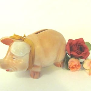 VINTAGE PIGGY BANK, Collectible Piggy Bank Made in Japan, Children&#39;s Bank, Ceramic Pig Bank