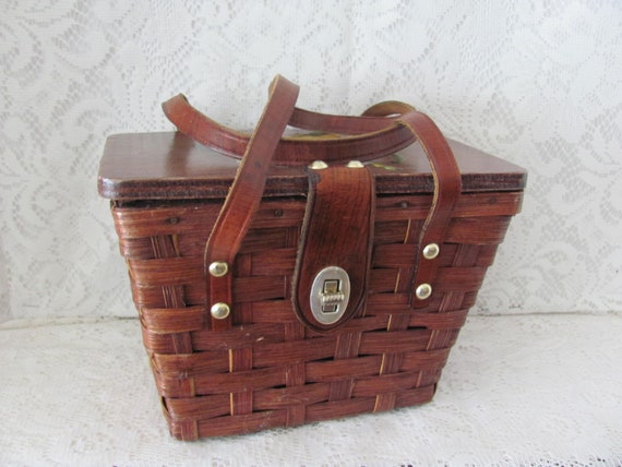 VINTAGE BASKET PURSE, Decoupage Horse Purse, Weste