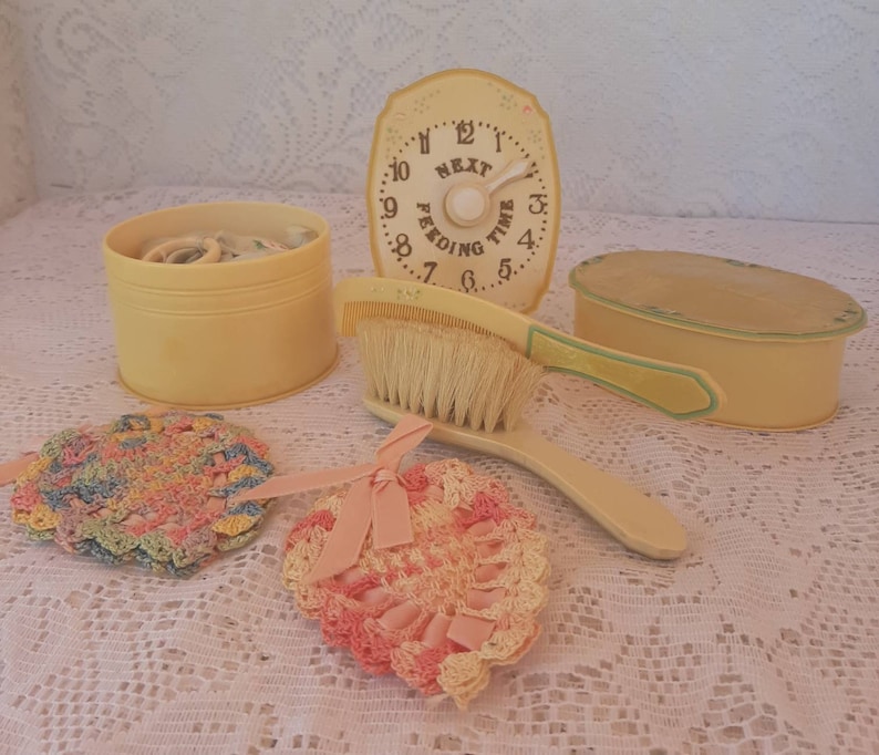 INFANT VANITY SET Vintage Baby Brush and Comb Set Celluloid Etsy