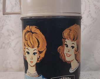 1965 Barbie Midge Skipper Lunchbox Thermos Only Mattel Doll Girl's Toy  Vintage