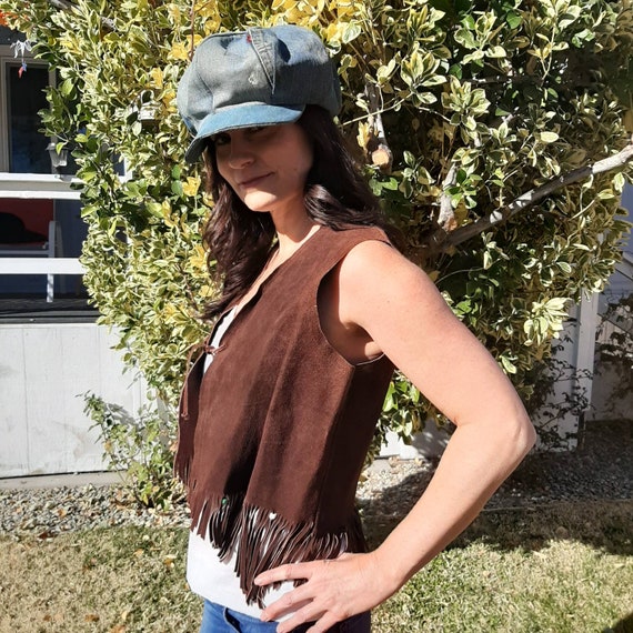 FRINGE LEATHER VEST, 1960's Leather Vest, Vest, H