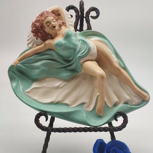 PINUP CIGAR ASHTRAY, Man Cave, Naughty Men&#39;s Valet, Cigar Ashtray, Sexy Lady wall Hanging, 50&#39;s Ceramic Glamor Girl, Lady Trinket Dish