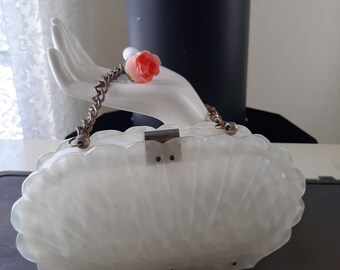 LUCITE CLAMSHELL PURSE Vintage Bakelite Purse 1950 s Bridal Purse Mermaid Purse Vintage Clamshell Bag Made by Marie Dentz. Free Shipping Etsy