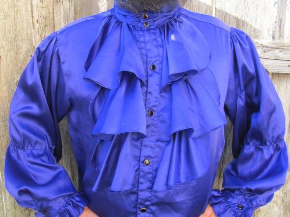MEN'S PIRATE SHIRT, Halloween Pirate, Blue Ruffled