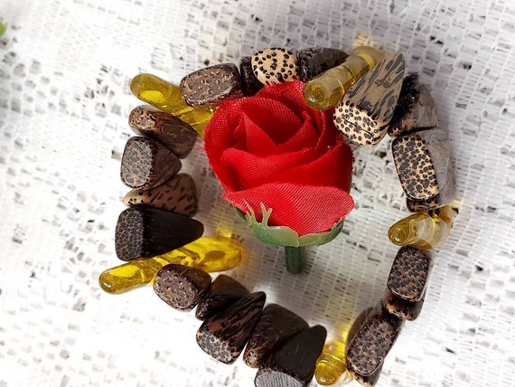 VINTAGE RESIN EXPANSION Bracelet, Honey Colored G… - image 5