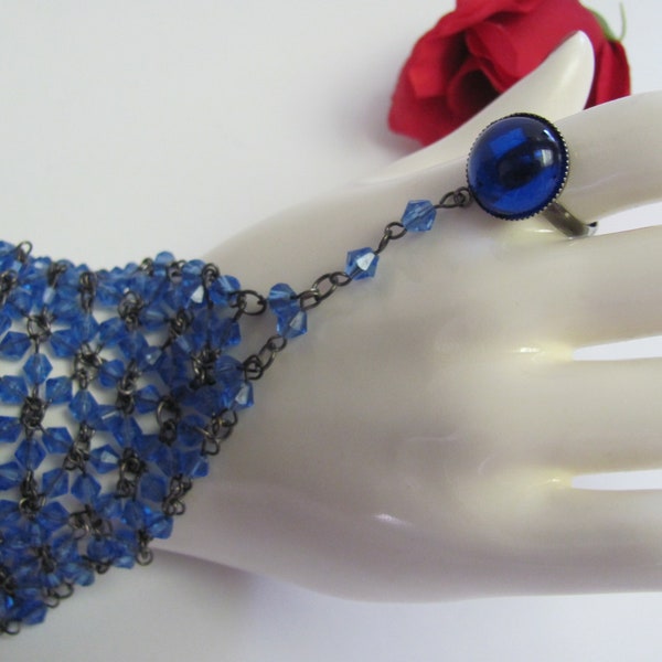 GYPSY SLAVE BRACELET, Cobalt Blue Slave Bracelet, Belly Dance Jewelry, Slave Costume Bracelet, Gypsy Dance Jewelry, Hippie Accessory