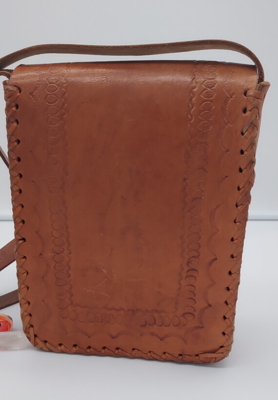 TOOLED LEATHER PURSE, Tooled Leather Hippie Purse… - image 4