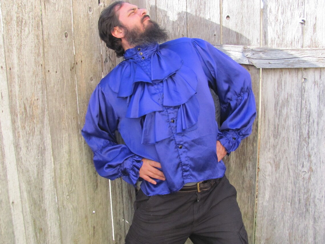 MEN'S PIRATE SHIRT Pirate Blue Ruffled Puffy Shirt Etsy