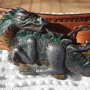 DRAGON BELT BUCKLE, American Buckle Co. Gothic Belt Buckle, Oriental Dragon, Mythical Buckle, Fire Breathing Dragon, Made in U.S.A. 1984
