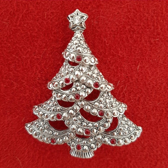 MARCASITE CHRISTMAS PENDANT, Vintage Marcasite Ch… - image 9