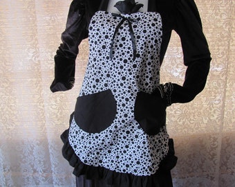 POLKA DOT APRON, Halloween French Maid Costume, Full Apron, Retro Polka Dot Apron, Baking Apron, Vintage Kitchen Buffer