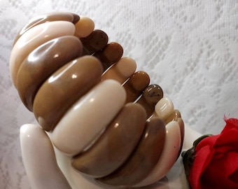 Vintage Avon Resin Stretch Bracelet: Chunky Earth Tone Jewelry