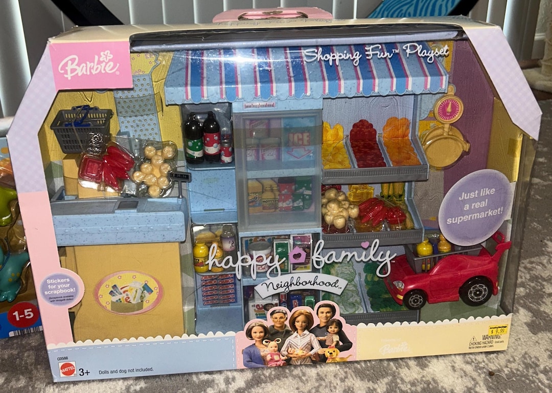 Mattel Barbie Happy Family Neighborhood Shopping Fun Playset (NEW