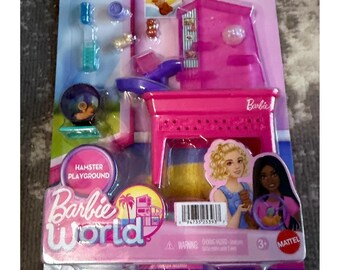 Parque infantil para hámsteres de Barbie World de Mattel (nuevo con etiquetas)