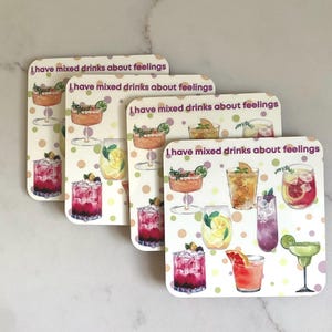 Personalized Cocktail Coaster Set Custom Coasters Wood or Fabric Coasters for Mixology Custom Drink Coasters for Wine Drink Coasters Gift