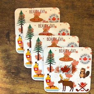 Personalized Canada Coaster Set Custom Coasters Wood or Fabric  Custom Drink Coasters Set Canadian Coasters Gift for Friend Birthday Gift