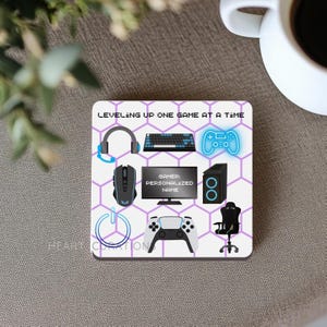 Personalized Gamer Coasters Set Custom Gamer Coaster Set Wood and Fabric Coasters Cute Coaster Gaming Drink Coasters Gift for Friend