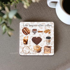 Personalized Coffee Drinker Coasters Custom Coffee Coaster Set Wood and Fabric Coasters Cute Coaster Gift for Friend Birthday Gift Coasters