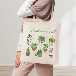 Personalized Plant Lover Tote Bag Custom Gardener Gift for Her Birthday Gift Custom Canvas Tote Bag Gift for Him Gardening Tote Bag Gift