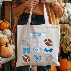 Detroit Football Tote Bag for the Big Game Tote Bag Michigan Tote Bag Gift for Her Gift Birthday Gift for Her Detroit Game Day Gift Bag
