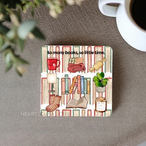 Personalized Book Coaster Set for Book Lover Gift for Readers Coasters Wood and Fabric Coasters Bookworm Gift for Reader Custom Coasters