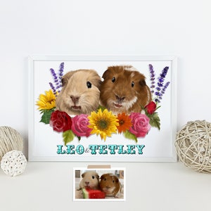 Douane cavia portret - Cavia cadeau - Cavia kunst - Cavia teken - Cavia decor - Cavia tekening - Guiena varken cartoon