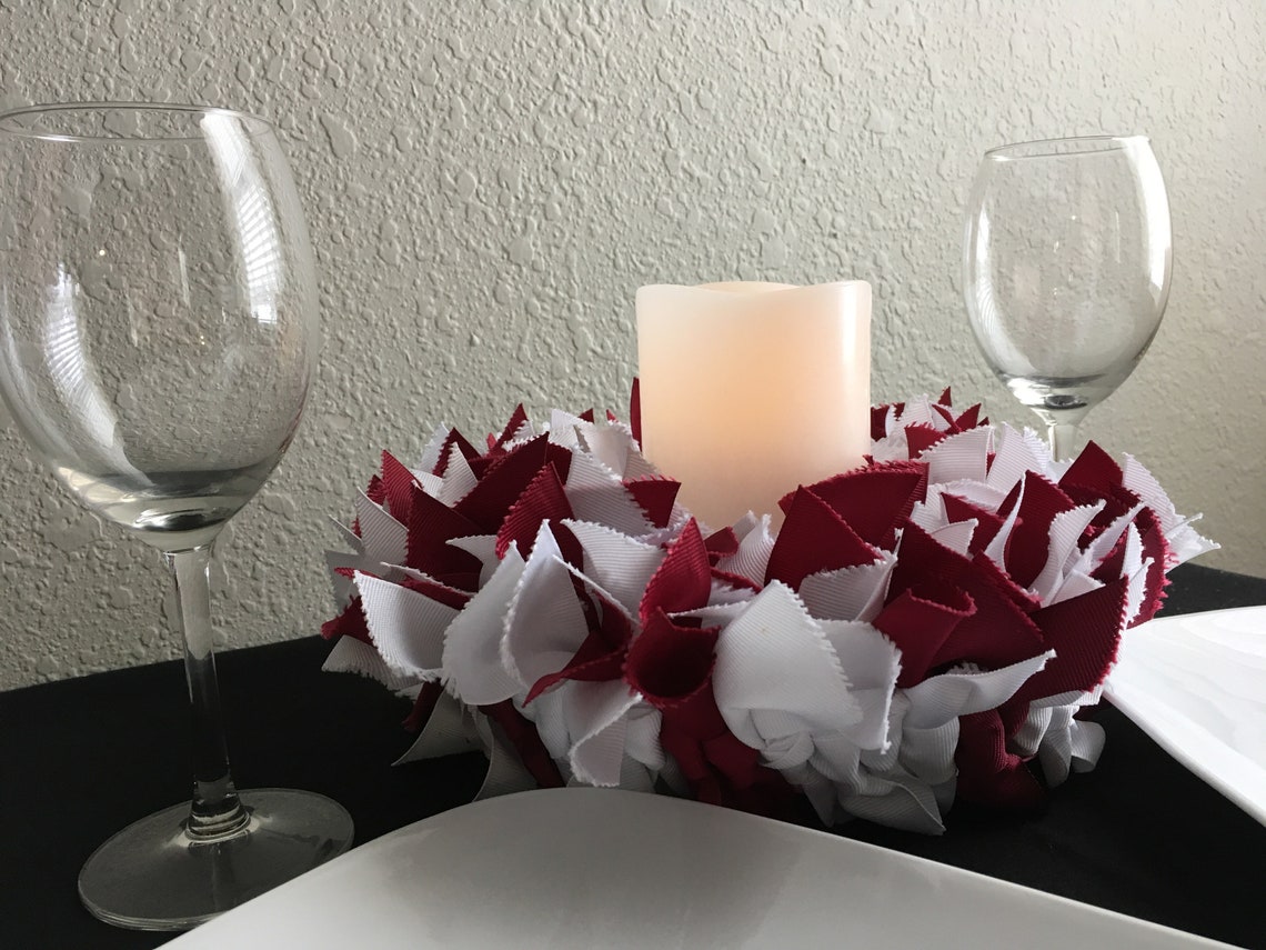 Ribbon Centerpiece for Table , Romantic dinner decor, Candlight ...
