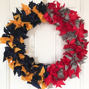 16&quot; OSU Michigan House Divided Wreath, Rivalry Wreath, Border Battle Wreath, Football Wreath, Buckeyes versus Wolverines Ribbon Wreath
