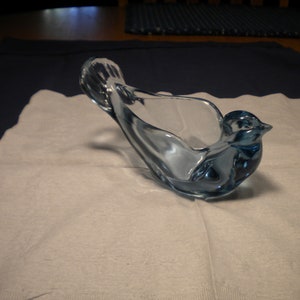 Vintage Blue Glass Heavyweight Bird Statue