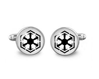 Star Wars Cufflinks Gift For Him Sci Fi Movie Cufflinks Jewelry Geek 925 Sterling Silver Cufflinks Galactic Empire Cufflinks