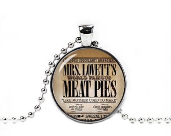 Mrs. Lovett Meat Pies Recipe Necklace Sweeney Pendant Fandom Jewelry Fangirl Fanboy Cosplay