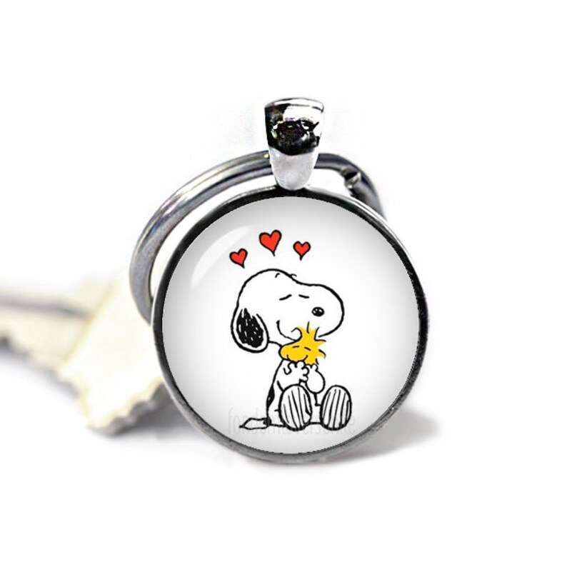 Snoopy Keychain Woodstock Keyring Snoopy Love KeyFob Peanuts Etsy