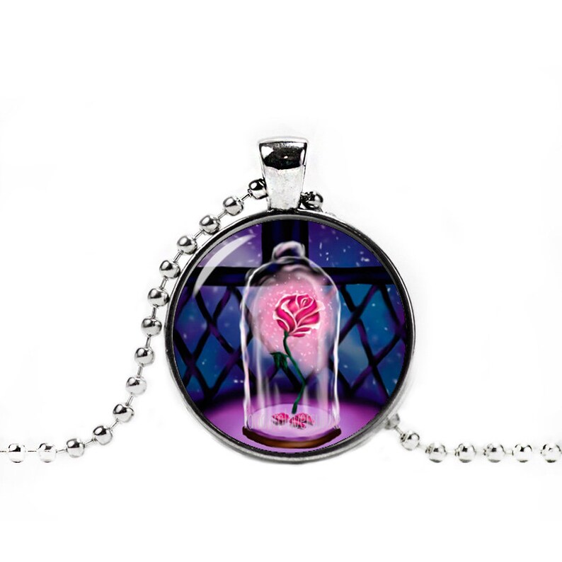Enchanted Rose Necklace Beauty and the Beast Pendant Belle and Etsy