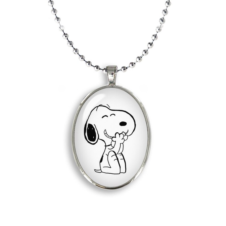 Snoopy Oval Pendant Snoopy Necklace Snoopy Jewelry Cosplay Etsy