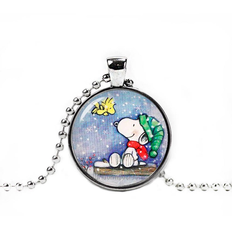 Snoopy Necklace Snoopy Woodstock Christmas Pendant Snoopy Etsy