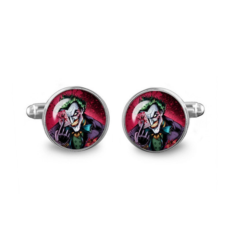 Joker Cuff Links Villains Cuff Links 16mm Cufflinks Gift for Men Groomsmen Fandom Jewelry