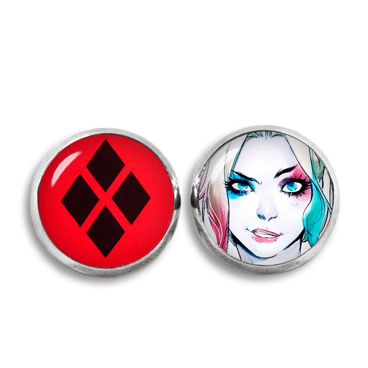Harley Quinn Earrings Fandom Jewelry Ear Studs Harley Quinn Etsy