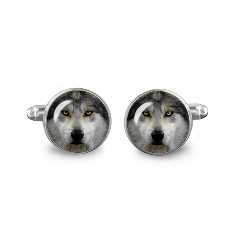 Wolf Cuff Links Grey Wolf Cuff Links 16mm Cufflinks Gift for | Etsy