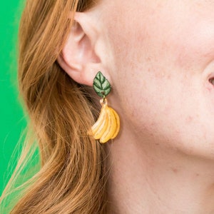 Banana Bunch Earrings / Banana Statement Earrings / Fruit Jewelry