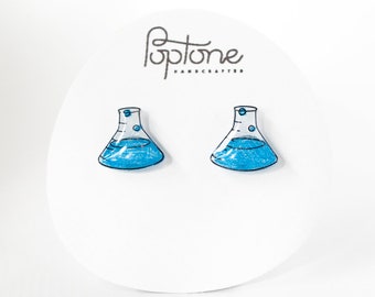 Chemistry Beaker Earrings, Science Nerd Earrings, Laboratory Flasks, Science Jewelry, Teacher Gift