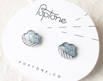 Rain Cloud Stud Earrings / cloud jewelry / blue raincloud earrings