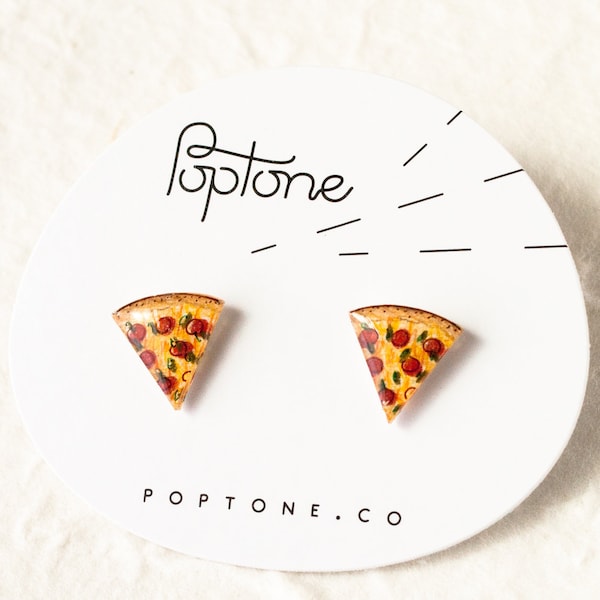 Pendientes de pizza / Pizza Slice Jewelry / Pizza Gift / Cute Food Stud Pendientes