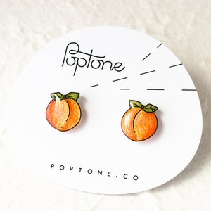 Peach Fruit Earrings / Kawaii Fruit Jewelry / Cute Peach Studs