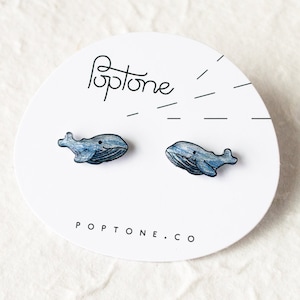 Whale Earrings, whale jewelry, blue whale studs, nautical animal stud earrings, cute ocean jewelry