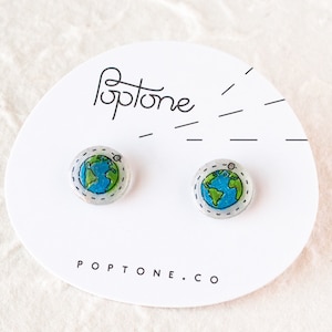 Planet Earth Earrings / Space Earrings / Earth Day Jewelry