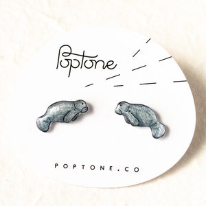 Manatee Earrings, manatee studs, sea cow jewelry, florida earrings, manatees