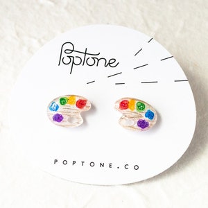 Paint Palette Earrings, colorful artist earrings, art teacher gift, artist stud earrings